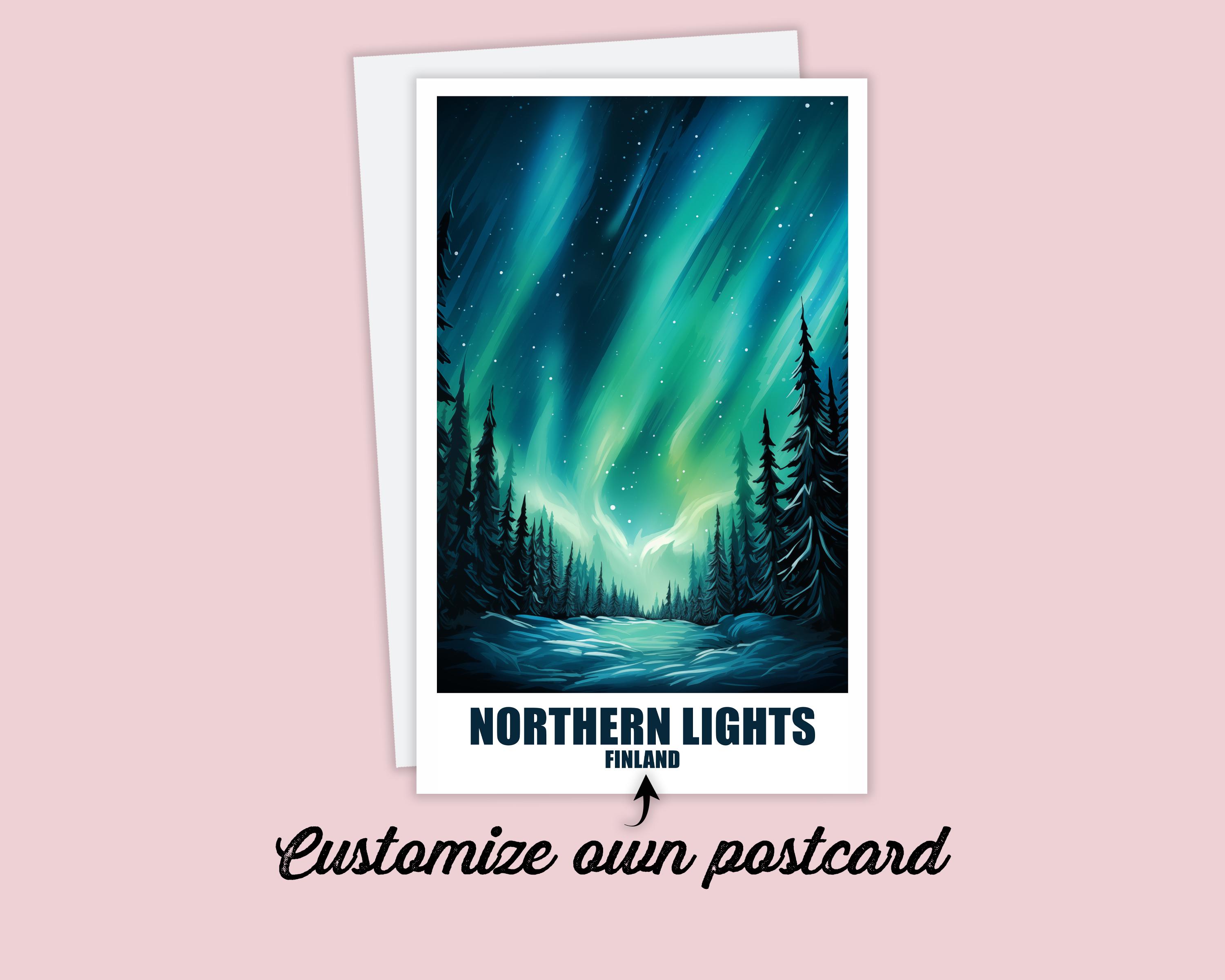 Biglietto Di Auguri Northern Lights - Carta Riciclata 350g/m² Con Busta Di Lusso - 145x145mm - Fatto In UK - copertina