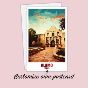 Postal personalizada de Alamo, mapa de Texas, tarjeta de felicitación de Estados Unidos, tarjeta de regalo, postal de viaje, mapa de Alamo, tarjeta de viaje para amigos y familiares