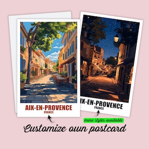 Personalized Aix-en-Provence Postcard France Map Personalizable Aix en Provence Greeting Card Gift Card Gift for Friends