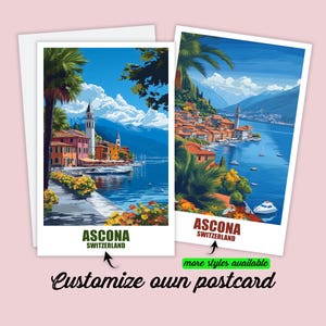 Personalisierte Ascona Postkarte, Schweiz Karte, Grußkarte Geschenkkarte, Ascona Reise Postkarte Ascona Karte, Reisekarte Freunde & Familie