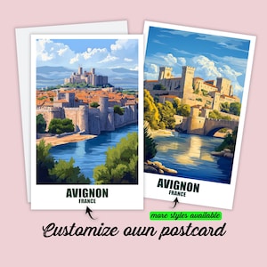 Personalized postcard Avignon map France Personalizable gift for friends greeting card gift card Provence travel card vacation