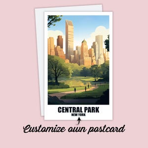 Carte postale personnalisée de Central Park, carte de New York, carte-cadeau de vœux de Manhattan, carte postale de voyage, carte de voyage pour amis et famille