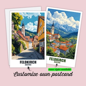 Carte postale personnalisée Feldkirch, carte de vœux Feldkirch Autriche, carte cadeau, carte postale de voyage, carte de voyage amis et famille