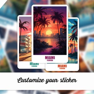 Adesivo Miami, Adesivo personalizzato Miami, Adesivo Florida Regalo, Adesivo America, Adesivo auto valigia da viaggio Adesivo da viaggio