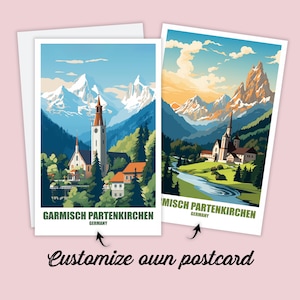 Garmisch Partenkirchen Postkarte, Personalisierte Postkarte Garmisch Partenkirchen, Deutschland Karte Reise Postkarte Bayern Karte Geschenk