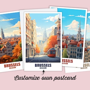 Carte postale de Bruxelles, carte postale personnalisée Bruxelles, carte postale de voyage de Belgique, carte postale de vacances pour les amis et la famille, carte de Bruxelles