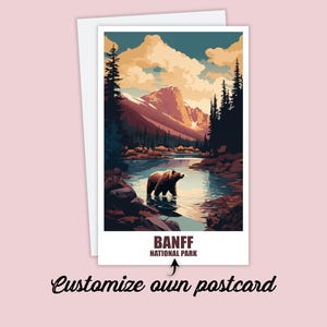 Carte postale du parc national de Banff, carte postale personnalisée Banff, carte postale de voyage au Canada, carte postale de vacances pour les amis et la famille, carte Banff