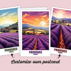 Personalisierte Provence Postkarte, Frankreich Karte, Grußkarte Geschenkkarte, Reise Postkarte Provence Karte, Reisekarte Freunde & Familie