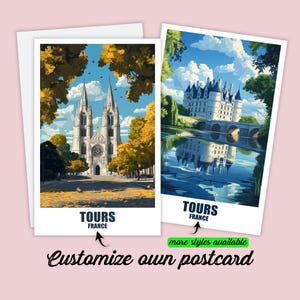 Personalisierte Tours Postkarte Frankreich Karte Tours Personalisierbar Geschenk für Freunde Grußkarte Geschenkkarte Reisekarte Urlaubskarte