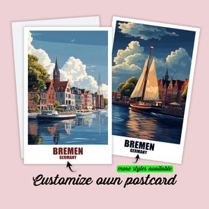 Carte postale personnalisée de Brême, carte de l'Allemagne, cadeau personnalisable pour amis, carte de vœux, carte cadeau, carte de voyage, carte de vacances