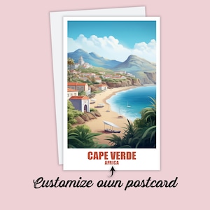 Carte postale du Cap-Vert, carte postale personnalisée du Cap-Vert, carte de voyage de l'Afrique, carte postale de vacances pour amis et famille, carte du Cap-Vert