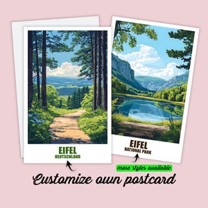 Carte postale personnalisable de l'Eifel Carte de Rhénanie-Palatinat Cadeau personnalisé de l'Eifel pour les amis Carte de vœux Carte cadeau Carte de voyage Carte de vacances