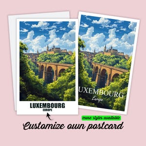Personalisierte Luxemburg Postkarte, Luxemburg Karte Europa Grußkarte Geschenkkarte Luxemburg Reisekarte, Geschenk für Freunde und Familie