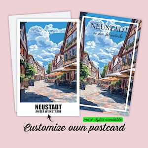 Neustadt Weinstraße Postcard Personalized Germany Travel Map Card Personalized Gift for Friends Greeting Card Gift Card Holiday