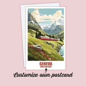 Carte postale de Genève, carte postale personnalisée de Genève, Suisse Carte postale de voyage Cadeau Genève, carte postale de vacances pour les amis et la famille