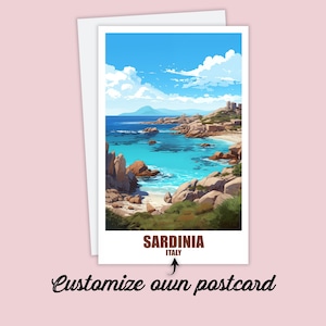 Carte postale personnalisée de Sardaigne, carte d'Italie, carte de vœux, carte-cadeau, carte postale de voyage, carte de Sardaigne, carte de voyage pour amis et famille
