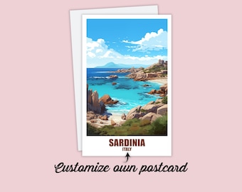 Cartolina personalizzata Sardegna, cartolina Italia, biglietto d'auguri, biglietto regalo, cartolina di viaggio, cartolina Sardegna, biglietto di viaggio Amici e famiglia