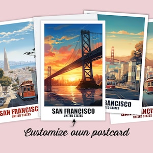 Carte postale personnalisée de San Francisco, carte de Californie, carte de vœux, carte-cadeau, carte postale américaine, carte de voyage pour amis et famille