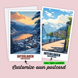 Carte postale personnalisée d'Interlaken, carte d'Interlaken, carte de vœux de Suisse, carte cadeau, carte de voyage de Suisse, Berne, cadeau pour les amis et la famille