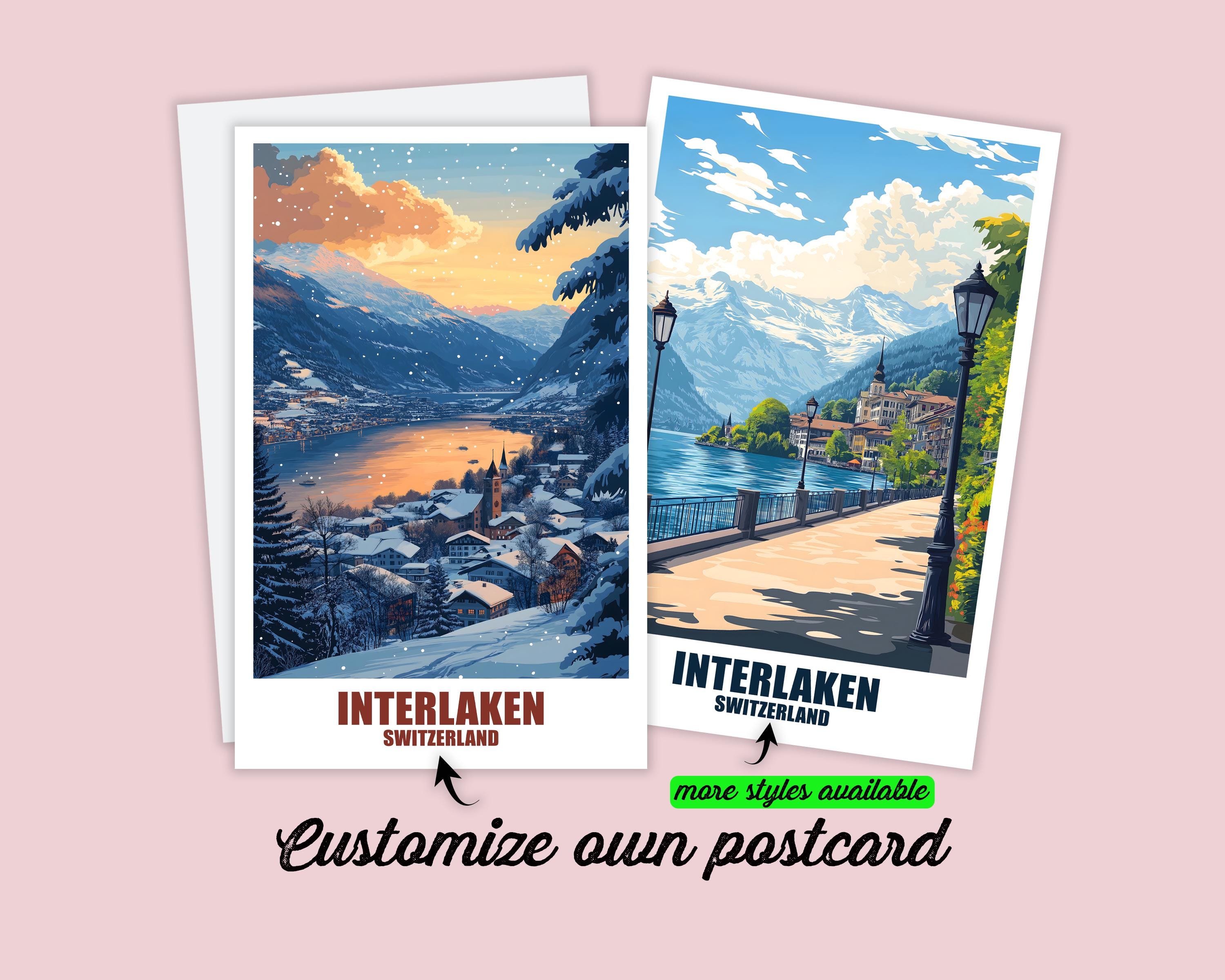 Personalized Interlaken Postcard Interlaken Map Switzerland
