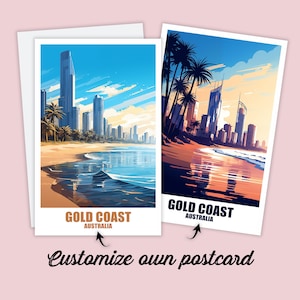 Carte postale Gold Coast, carte postale personnalisée Gold Coast, Australie Carte de voyage Carte postale Gold Coast Cadeau, carte de vacances Australie