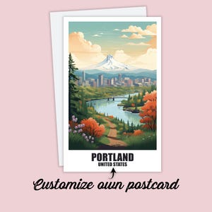 Personalisierte Portland Postkarte, Amerika Karte, Portland Grußkarte Geschenkkarte, Reise Postkarte Karte, Reisekarte Freunde & Familie