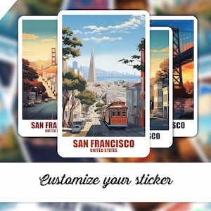 San Francisco Aufkleber, Personalisierter Aufkleber San Francisco, Kalifornien Sticker Geschenk, Amerika Aufkleber, Reisekoffer Auto Laptop