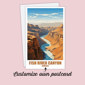 Postal del cañón del río Fish, postal personalizada del cañón del río Fish, mapa de Namibia, postal de viaje, regalo, tarjeta de viaje, postal de vacaciones