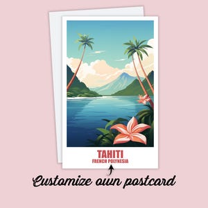Carte postale Tahiti personnalisée, carte Tahiti, carte de voeux carte cadeau, carte postale voyage Polynésie, carte, carte voyage amis famille