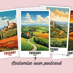 Carte postale personnalisée de Toscane, carte d'Italie, carte de vœux, carte cadeau, carte postale de voyage en Italie, carte de voyage de Toscane, carte de voyage pour amis et famille