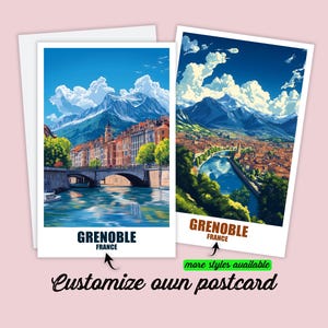 Carte postale personnalisable de Grenoble, carte de France, cadeau personnalisé de Grenoble pour amis, carte de vœux, carte cadeau, carte de voyage, carte de vacances