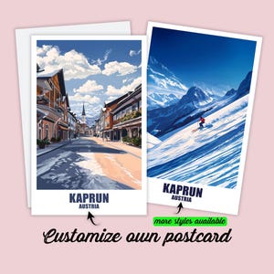 Carte postale personnalisée de Kaprun, carte de vœux de Kaprun, carte-cadeau, carte de voyage de ski à Kaprun, cadeau pour les amis et la famille