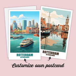 Cartolina personalizzata di Rotterdam, cartolina dei Paesi Bassi, biglietto di auguri, buono regalo, cartolina di viaggio, cartolina di Rotterdam, biglietto di viaggio, amici, famiglia