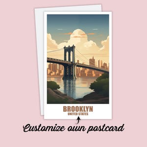 Carte postale de Brooklyn, carte postale personnalisée Brooklyn, New York Carte postale de voyage, carte postale de vacances pour les amis et la famille, Amérique