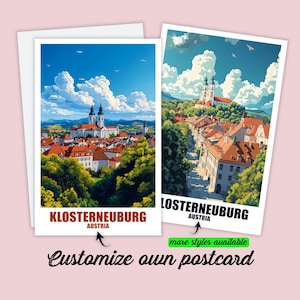 Carte postale personnalisée de Klosterneuburg, carte de l'Autriche, cadeau personnalisable pour amis, carte de vœux, carte cadeau, carte de voyage, carte de vacances
