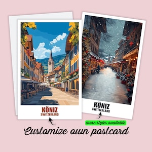 Carte postale personnalisée Köniz, carte de vœux Suisse Köniz, carte cadeau Suisse, carte de voyage, cadeau personnalisé amis et famille