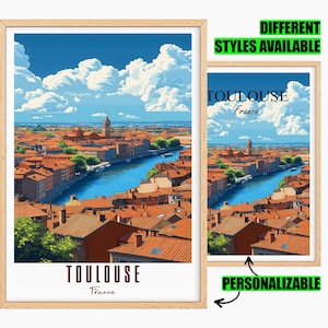 Affiche Toulouse personnalisable Affiche de voyage France Toulouse Cadeau personnalisé pour amis Affiche personnalisée Cadeau de voyage