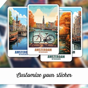 Amsterdam Sticker, Sticker from Amsterdam, Personalized Sticker, Sticker Travel Suitcase Car Sticker, Netherlands Travel Sticker