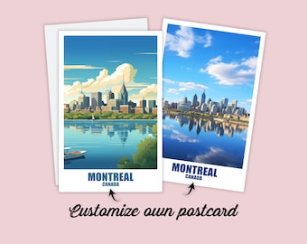 Postal personalizada de Montreal, tarjeta de Montreal, tarjeta de felicitación de Canadá, tarjeta de regalo, postal de viaje a Montreal, tarjeta de viaje para amigos y familiares