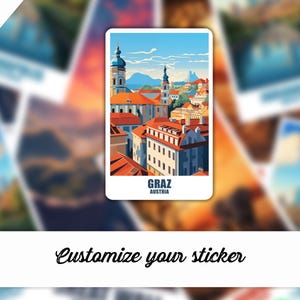 Graz sticker, personalized sticker Graz, Austria sticker, sticker suitcase car sticker, travel sticker, gift sticker