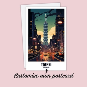 Personalisierte Taipeh Postkarte, Taiwan Karte, Grußkarte Geschenkkarte, Taiwan Reise Postkarte, Taipeh Karte, Reisekarte Freunde & Familie