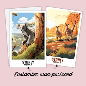 Personalisierte Sydney Postkarte, Sydney Karte, Grußkarte Geschenkkarte, Australien Reise Postkarte Karte, Reisekarte für Freunde & Familie