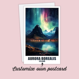 Island Postkarte, Reise Postkarte von Island, Personalisierte Postkarte, Aurora Borealis Urlaub Postkarte für Freunde Familie, Nordlichter