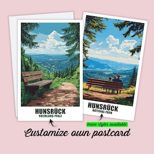 Carte postale personnalisée Hunsrück Carte Rhénanie Palatinat Hunsrück Cadeau personnalisable pour amis Carte de vœux Carte cadeau Carte de voyage