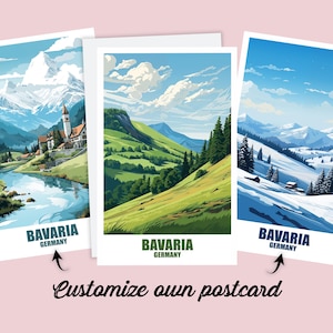 Bayern Postkarte, Reise Postkarte von Bayern, Auf Wunsch Personalisierte Postkarte, Deutschland Urlaubs Postkarte für Freunde und Familie