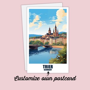 Personalisierte Trier Postkarte, Deutschland Karte, Grußkarte Geschenkkarte, Rheinland Pfalz Reise Postkarte, Trier Karte, Reisekarte