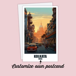 Postal de Calcuta, postal personalizada, mapa de Calcuta, India, postal de viaje, tarjeta de regalo, postal de vacaciones para amigos y familiares