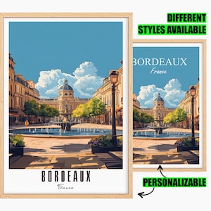 Personalisierbares Bordeaux Poster Frankreich Reiseposter Personalisiert Geschenk für Freunde Personalisiert Bordeaux Poster Reisegeschenk