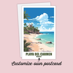 Carte postale personnalisée de Playa del Carmen, carte du Mexique, carte de vœux, carte-cadeau, carte postale de Playa del Carmen, carte de voyage pour amis et famille