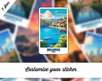Mallorca Sticker, Personalized Sticker Mallorca, Spain Sticker Gift Sticker Suitcase Car Sticker Travel Sticker Mallorca